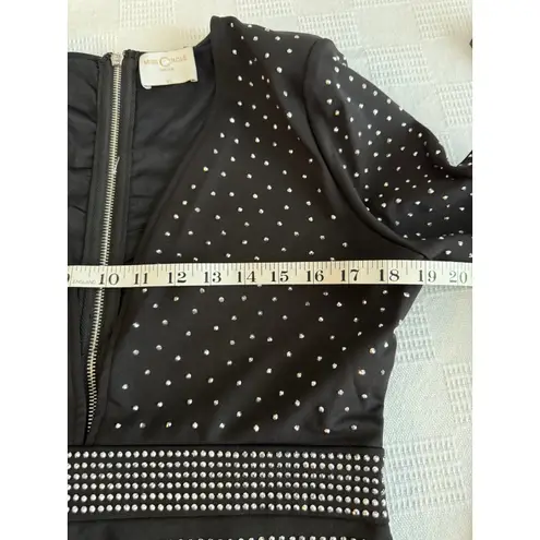 NWT Miss Circle NY Black Rhinestone Bodycon Designer Luxury Club Dress XL