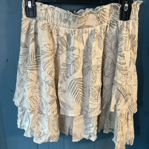 Paper Crane Tan Smocked Ruffle Tank Top & Matching Skirt | Women’s Size Medium Green