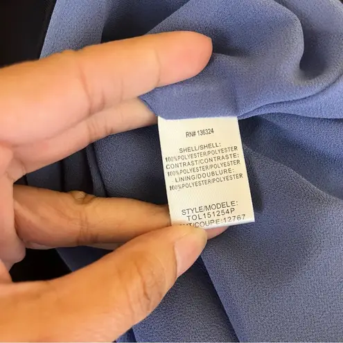 Halston Heritage Blue Chiffon Drape Midi Dress