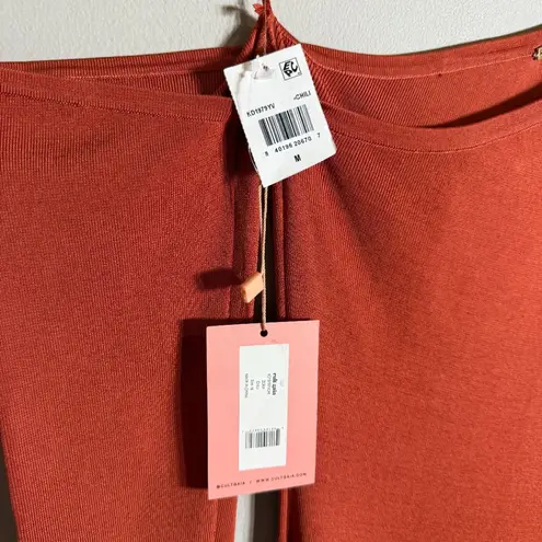 Cult Gaia Zora Knit Cutout Midi Dress Women Medium Chili Orange Asymmetrical NWT