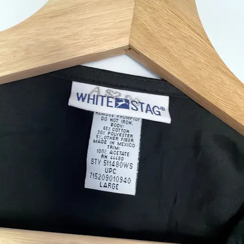 White Stag embroidered floral black vest vintage cotton blend women's size Large