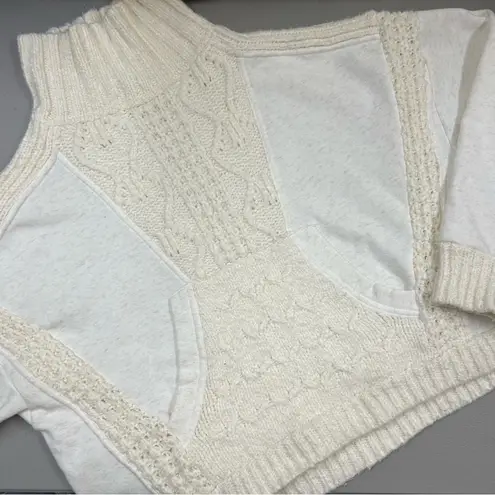 Daily Practice by Anthropologie Cable Knit Sweater Cropped Cream White Sz Small