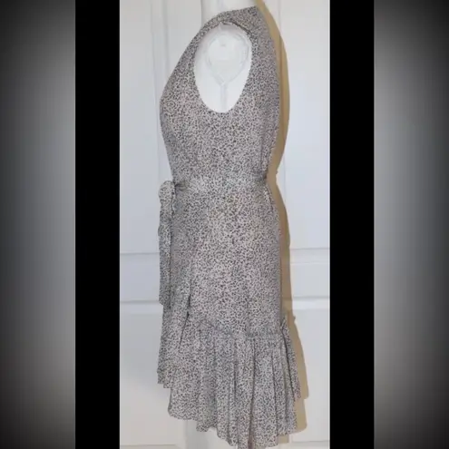 All Saints Rene Leodot Pink Leopard Print Wrap Dress Size 2 100% Silk Coquette