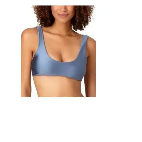 Anne cole Scoop-Neck Blue Shiny Bikini Top NWT L