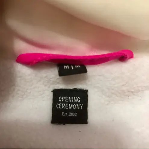 Opening Ceremony Cropped Track Jacket Warm Up Windbreaker Hot Pink White Logo M