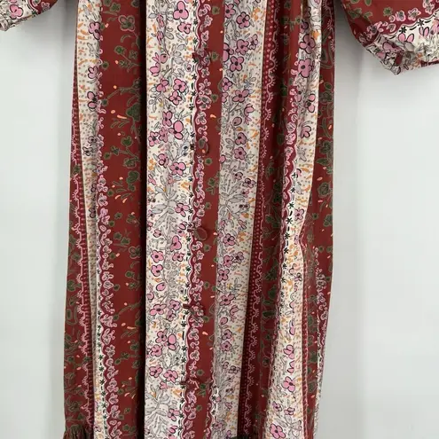 Tori Richard Vintage Maxi Dress 70s Boho Hawaiian Pink Floral Button Up Size L - Image 4