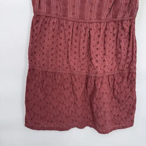 prAna Cowgirl Festival Kendall Dress Medium Rust Orange Eyelet Woven Cotton