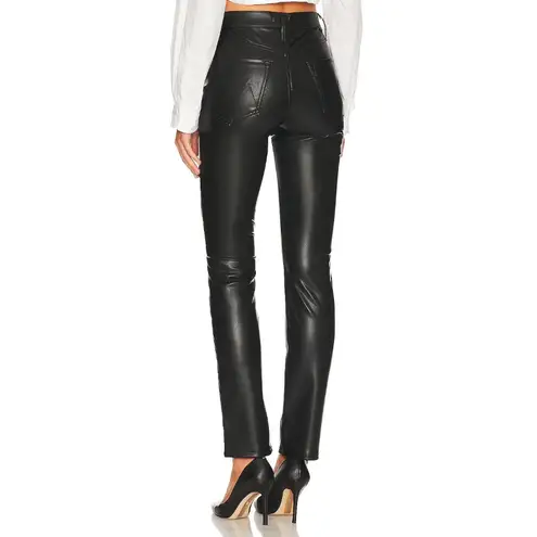 NWT Mother Dazzler Skimp in Wax On Wax Off Black Faux Leather Stretch Pants 30
