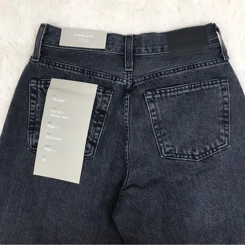 Everlane  The 90s Cheeky Jean High Rise Straight Leg Black Size 26 Ankle New