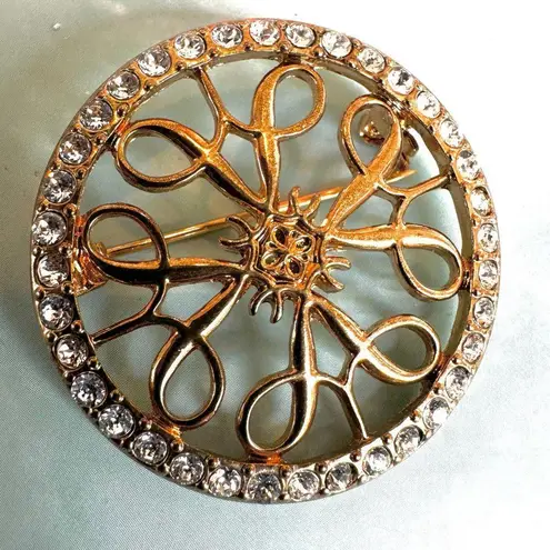 Nina Ricci for Avon NRT Rhinestone Brooch Gold Tone Vintage