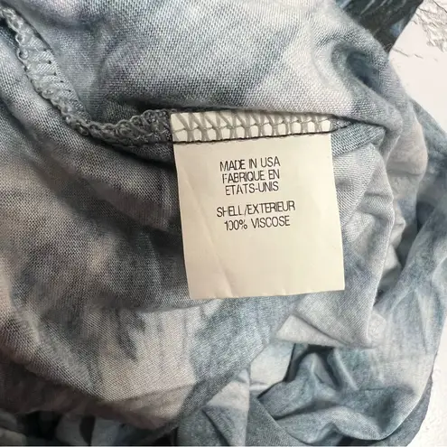 Helmut Lang  Draped Bird Print Asymmetric Dress Blue Grey Sz M