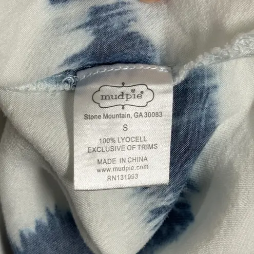Mud Pie Dress Tiered Sleeveless Casual Hippie Tie Dye White Blue Size Small