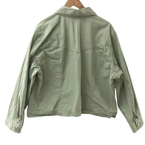 Vintage Bill Blass 90’s Plus Button Front Cropped Jacket Sage Green Size 2X