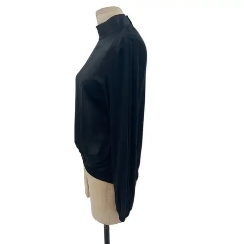 Generation Love Top Blouse Shirt Long Sleeve Silk Jersey Mock Neck Black Size XS