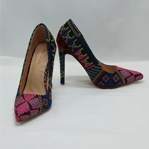 Liliana Selina High Heel Pumps Womens 7 Blue Multi Slip On Pointed Toe Shoes