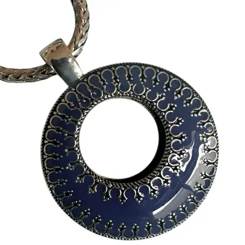 Premier Designs Reversible Moroccan Pendant Necklace Coral/Blue