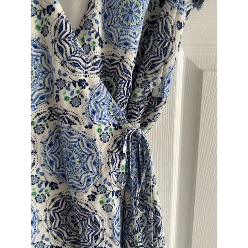 Harper Heritage Women's Ivory Wrap Dress Blue Paisley Medium NEW Francescas Fem
