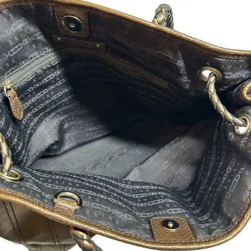 CELINE Authenticated Bronze Metallic Brown Leather Tote Shoulder Bag Carriage