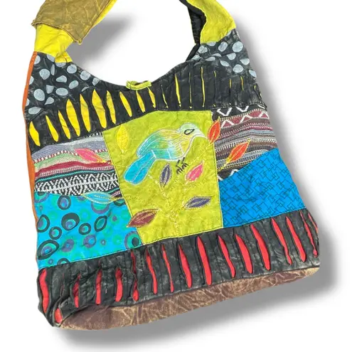 Patchwork Crossbody Purse Bag Boho Hippie Festival Unique Wearable Art Zippered Purple