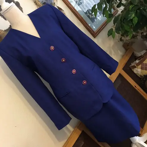 Amanda Smith Vintage 90s royal blue skirt suit