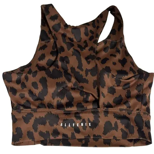 Allfenix Cheetah Leopard Longline Sports Bra Brown Black Size Small