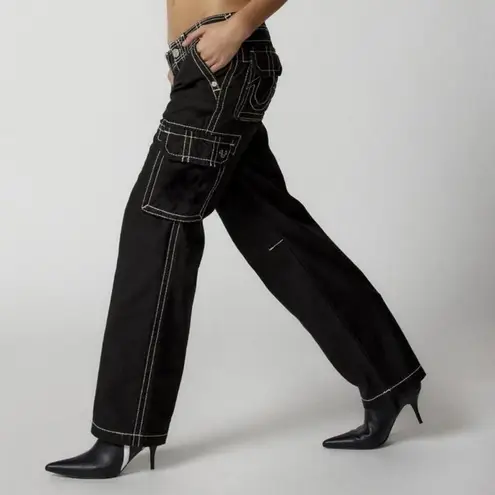 True Religion  x Urban Outfitters Exclusive Black Cargo Jeans Size 29 NEW w tags