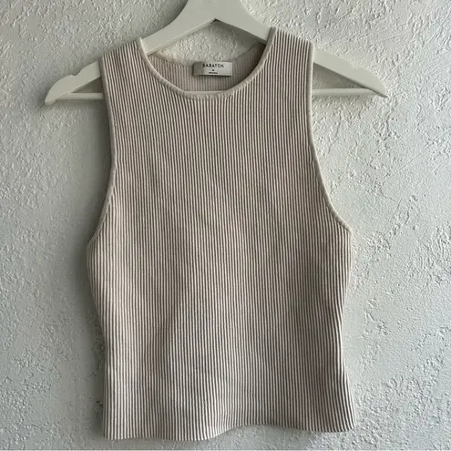 Babaton Cream Ribbed Sleeveless Tank Top
