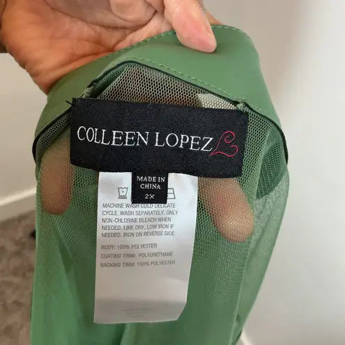Colleen Lopez Sheer Green Kimono Jacket Lightweight Cover Up Size 2X Plus