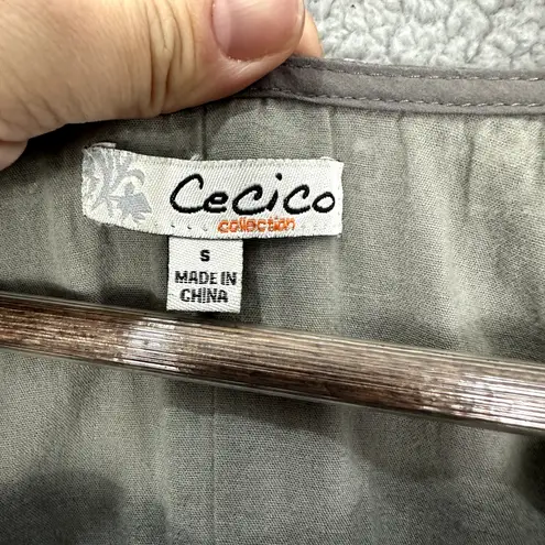 Cecico Shift Dress Womens Small Gray Paisley Embroidered Sleeveless Cotton Boho