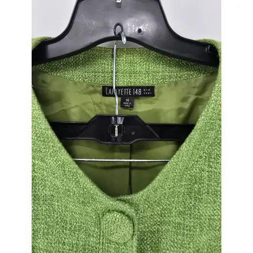 Lafayette 148 New York Green Tweed Blazer Skirt Suit Set Womens Size 14