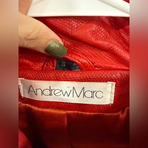 Andrew Marc Vintage Red Leather Jacket & Skirt Set Size Small VGUC