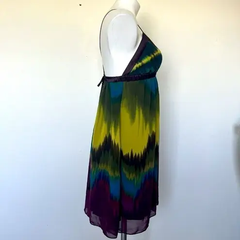 Forever 21  criss cross tie back backless chiffon mini Dress purple yellow MEDIUM