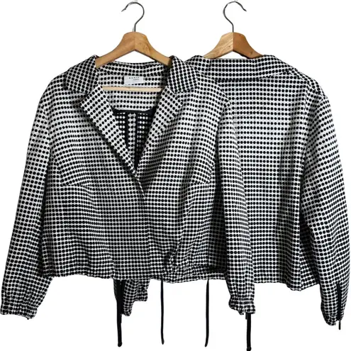 Akris Punto Polka Dot Blazer Jacket Women's 16 Black White Cropped Designer Chic