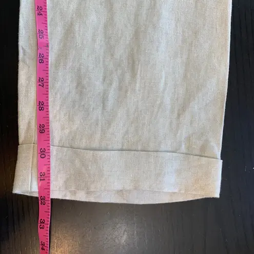 Spiegel Women's Metallic Linen Blend Cuffed Leg Pants Size 10 Neutral Sparkle