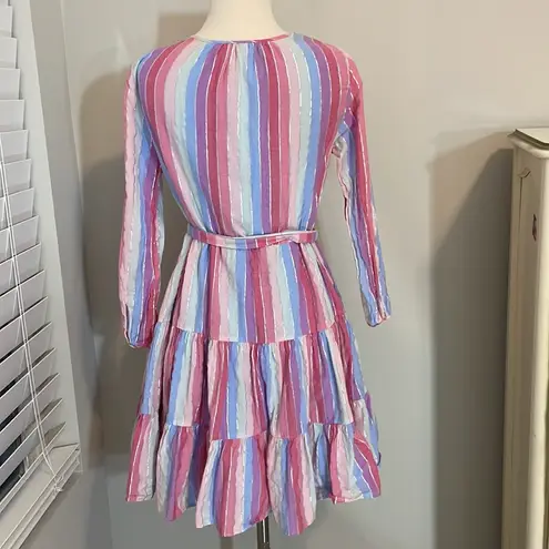 J.Crew  Belted button-up dress in pastel stripe