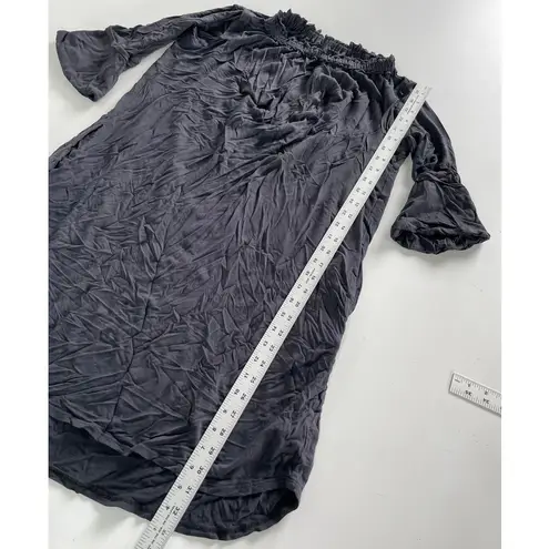 Malia Mills Dress Women X Small Black Grey Off Shoulder Bell‎ Sleeve Silk Blend Size XS