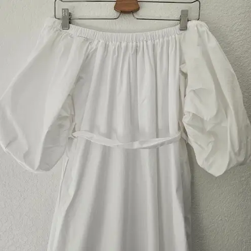 STAUD Reese Dress in White Size XS Belted Summer Cotton
