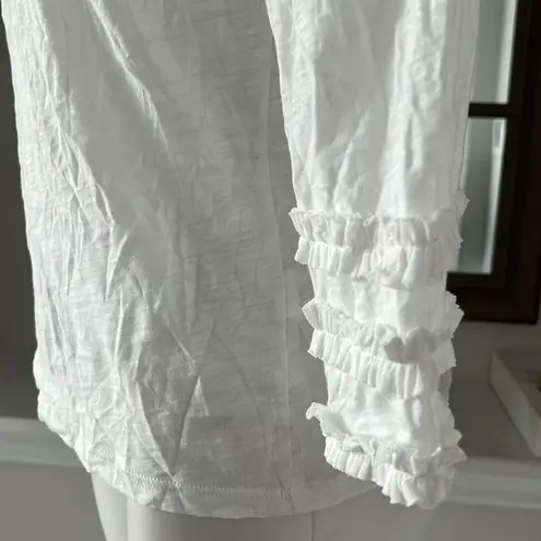 Goldie Pima Cotton Ruffle Trim Tee in White, Size M New w/Tag $125