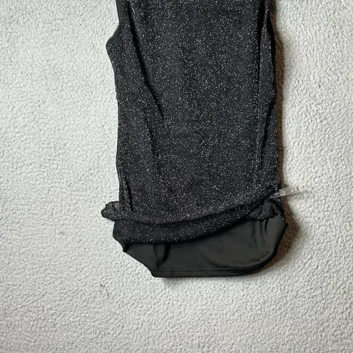 Akalnny Top Womens Large Black Sleeveless Glitter Mesh Slim Fit Tank Party NEW