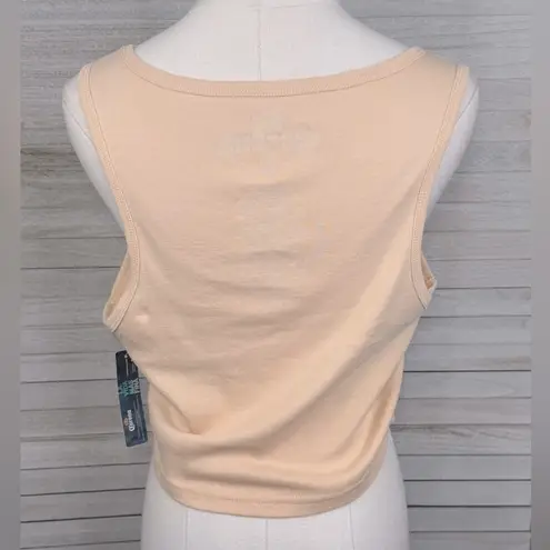 CORONA Women's Cropped Tank Top Embroidered Cream/Blue