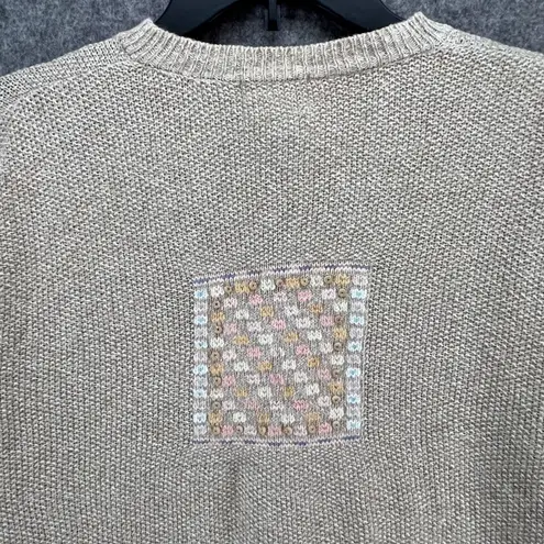 Vintage Koret Cardigan Sweater M Beige Embroidered Grandma Cottage Phoebe Buffay Brown Size M