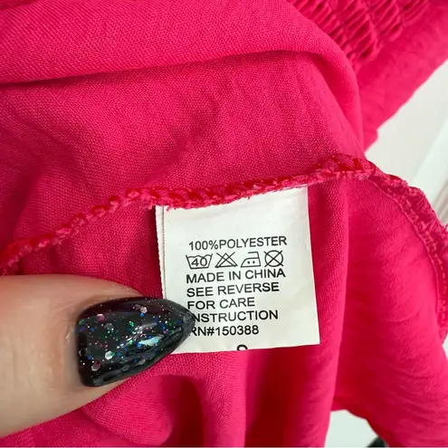 Seven Islands Pink Midi Sundress with Puff Sleeves and V