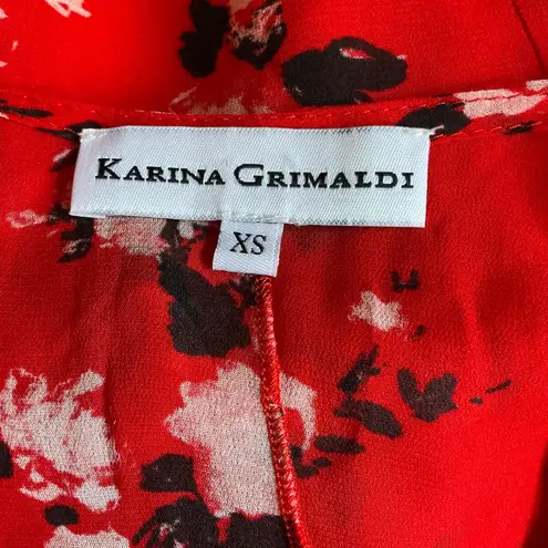 Karina Grimaldi sexy floral red cold shoulder blouse