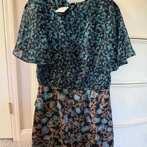 MISA Los Angeles Blue and White Ruffled Mini Dress