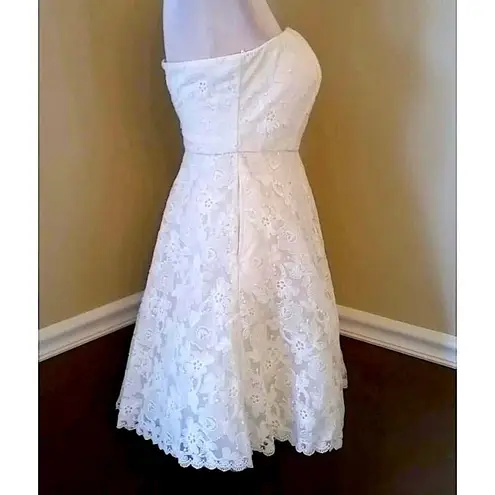 White Strapless Embroidered Mini Modcloth Dress by Geode Wedding LWD Formal
