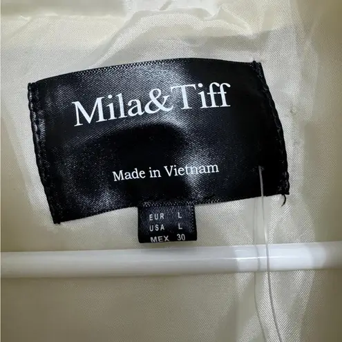 Mila & Tiff Ecru Puffer Vest L Warm Quilted Sleeveless Jacket(C5) Size L