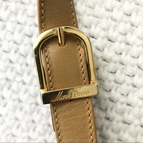 Mark Cross Vintage Tan Leather Rectangular Front Flap Top Zipper Crossbody Bag