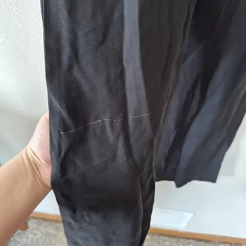 NEW Open Edit Size 0 Relaxed Elastic Waist Wide Leg Trousers Pants Pockets Black