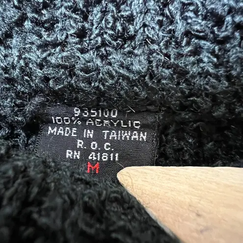 Vintage Tomboy Black Cowl Neck Sweater Textured Knit Pullover Medium 80s 90s