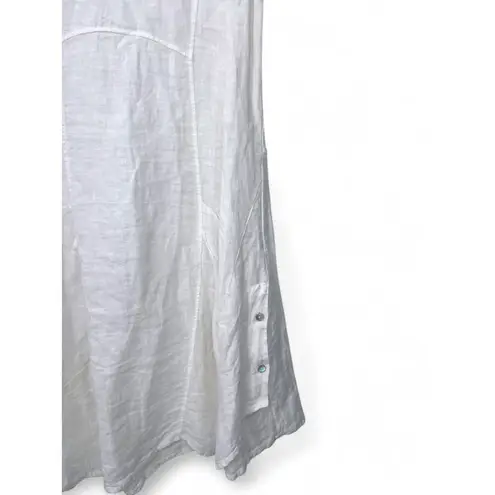 Inizio Italy L Sleeveless Tunic Dress Top Pure 100% Linen Cowl Neck Knee Length White Size L